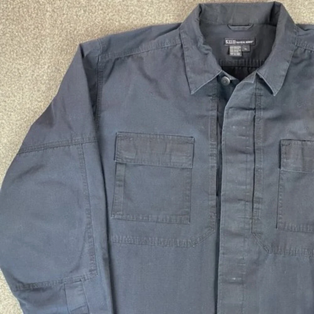 5.11 Tactical Mens Series TDU Long Sleeve Shirt XL Navy Padding Ripstop Security
